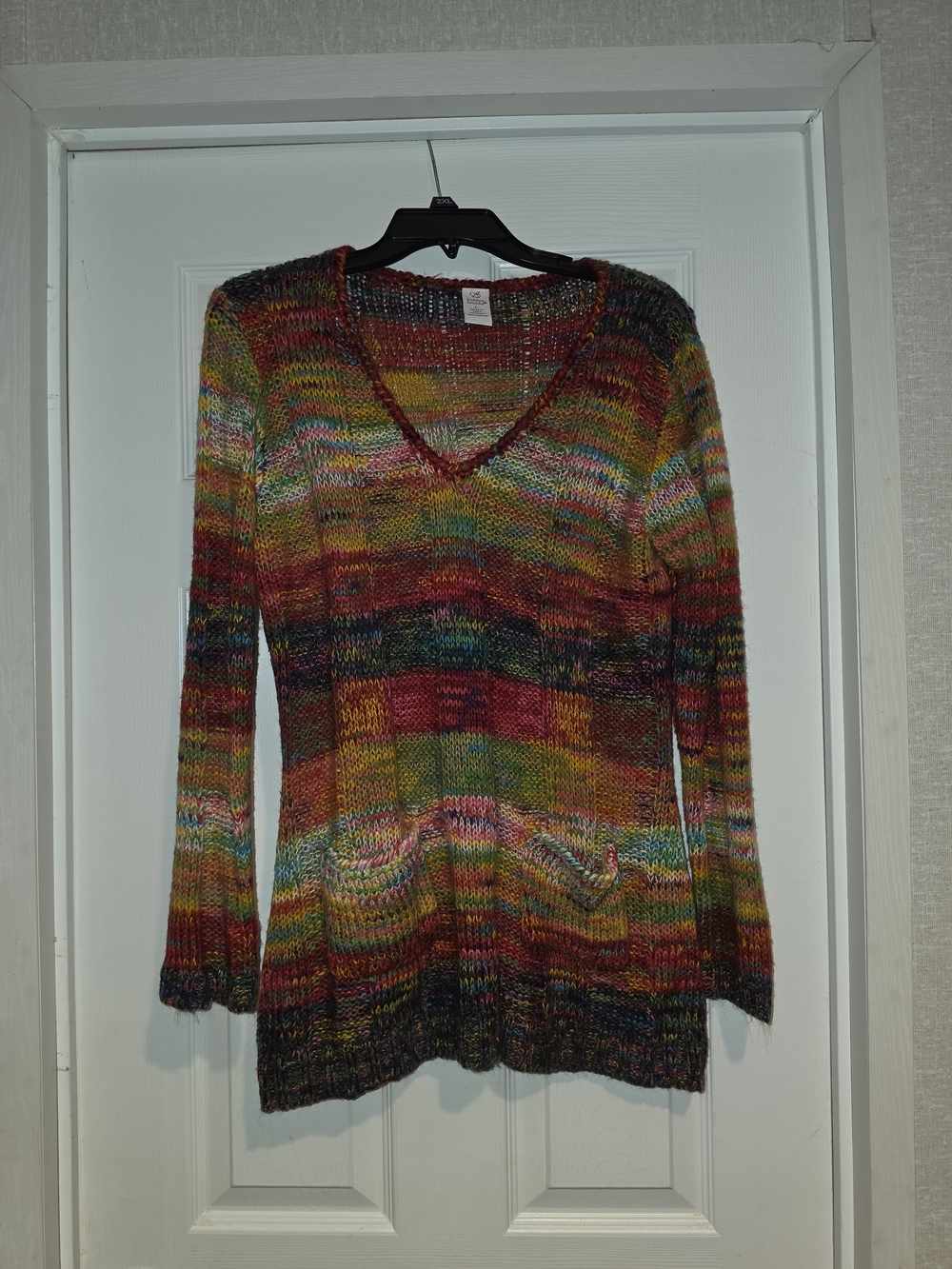 Bobbie Brooks Multicolor V-Neck Knit Sweater with Pockets